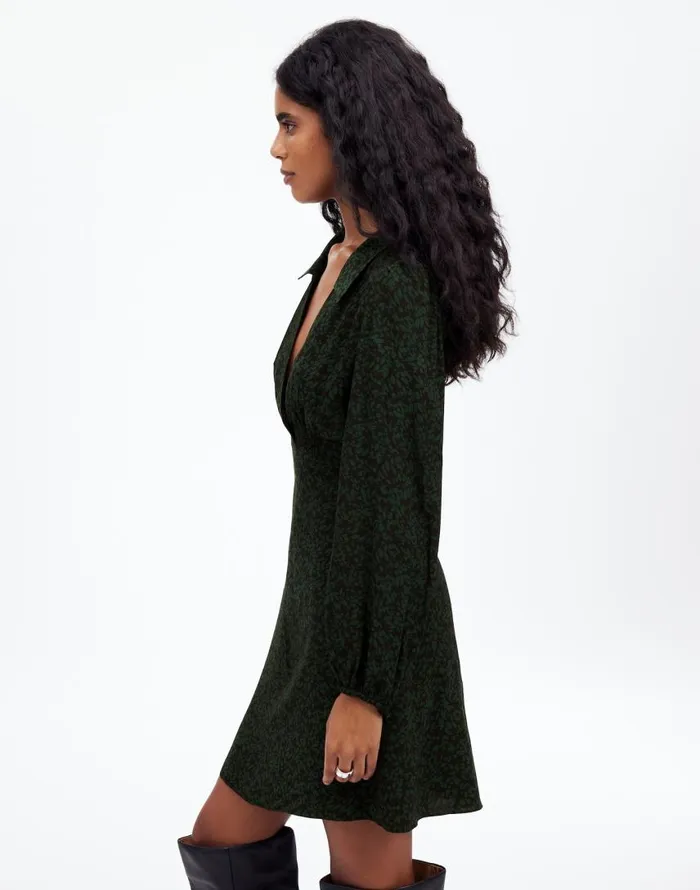 Dresses Women Madewell LongSleeve Mini Shirtdress In Floral Green Print