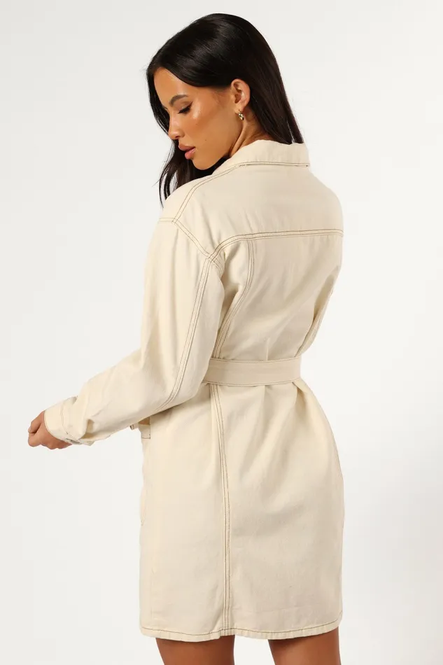 Dresses Women Petal and Pup Otto Long Sleeve Mini Denim Dress Sand