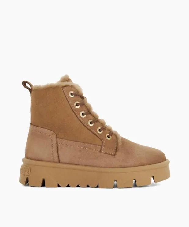 Dune London Ankle Boots Women Chunky BorgLined Boots Neutral