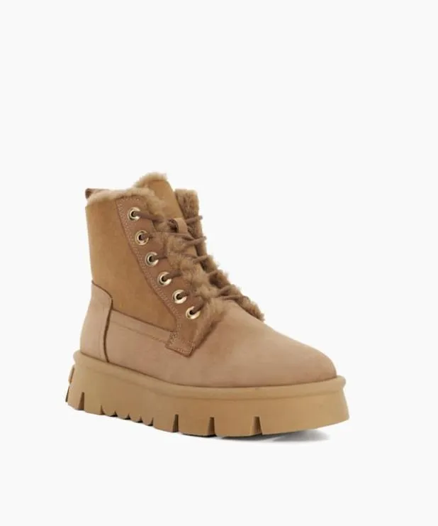 Dune London Ankle Boots Women Chunky BorgLined Boots Neutral