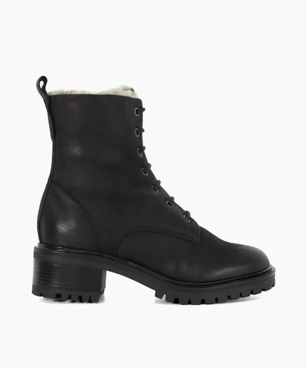 Dune London Ankle Boots Women Chunky FauxFur Lined Boots Black