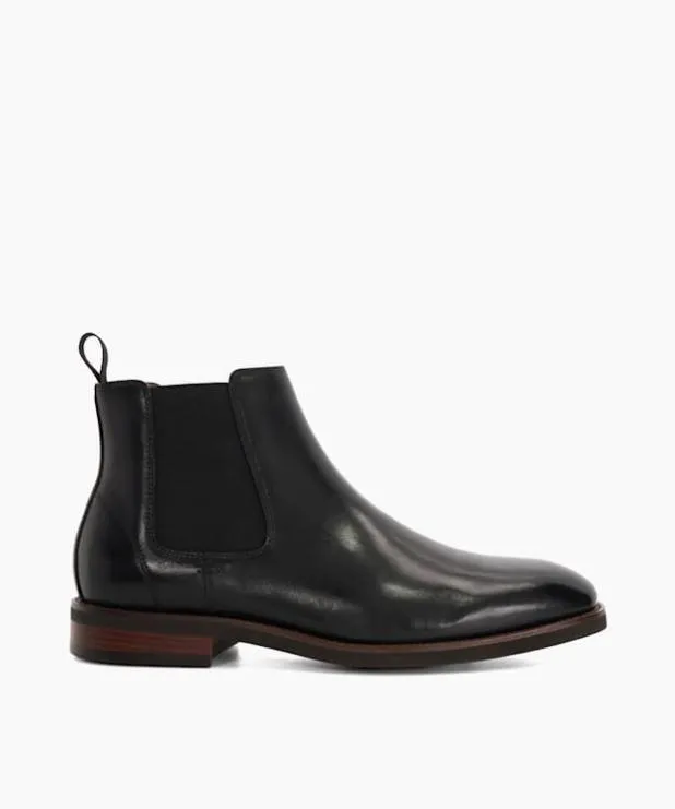 Dune London Black Boots Men Pull On Leather Boots Black