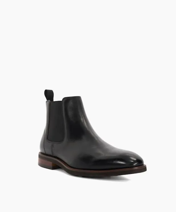Dune London Black Boots Men Pull On Leather Boots Black