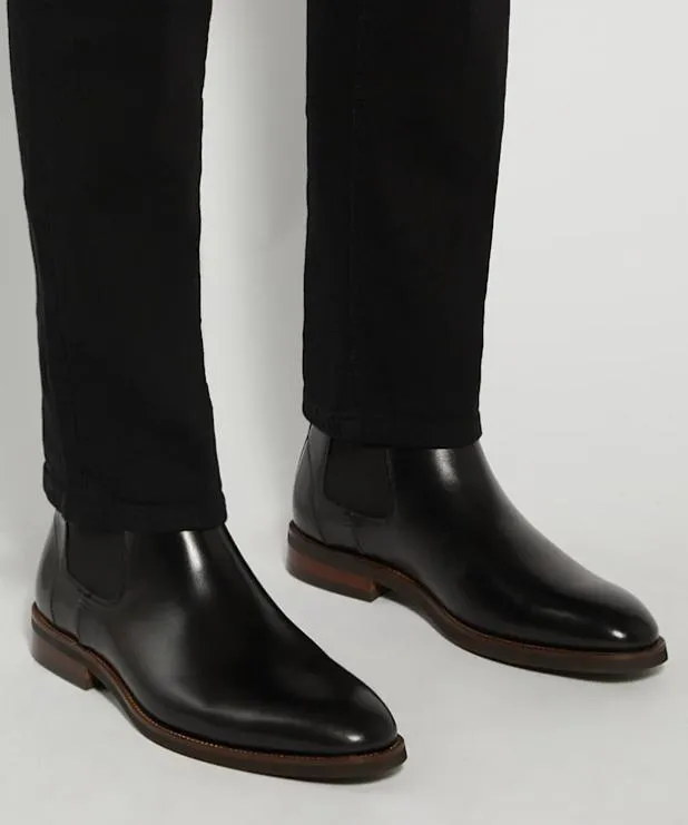 Dune London Black Boots Men Pull On Leather Boots Black