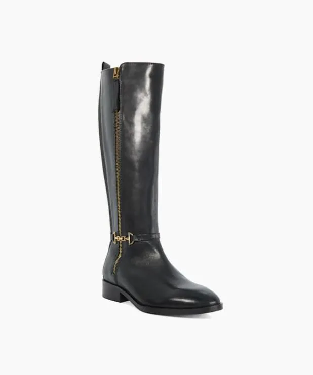 Dune London Black Boots Women Knee High Boots With Signature Buckle Detail Black