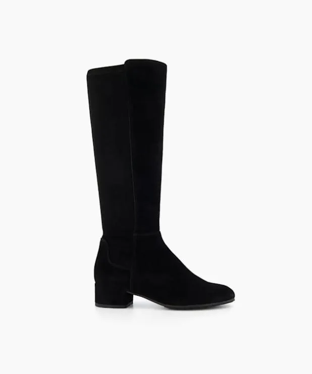 Dune London Black Boots Women Stretch KneeHigh Boots Black Suede