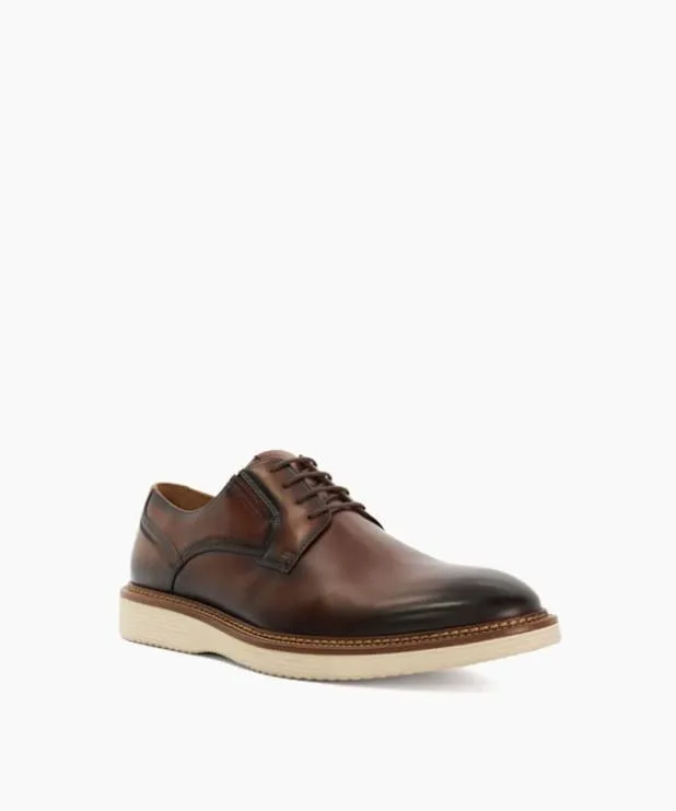 Dune London Casual Shoes Men Rubber Sole Lace Up Derby Brown