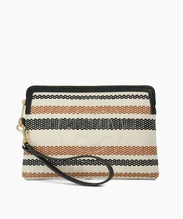 Dune London Clutch Bags Women Canvas Zip Up Wristlet Pouch Brown