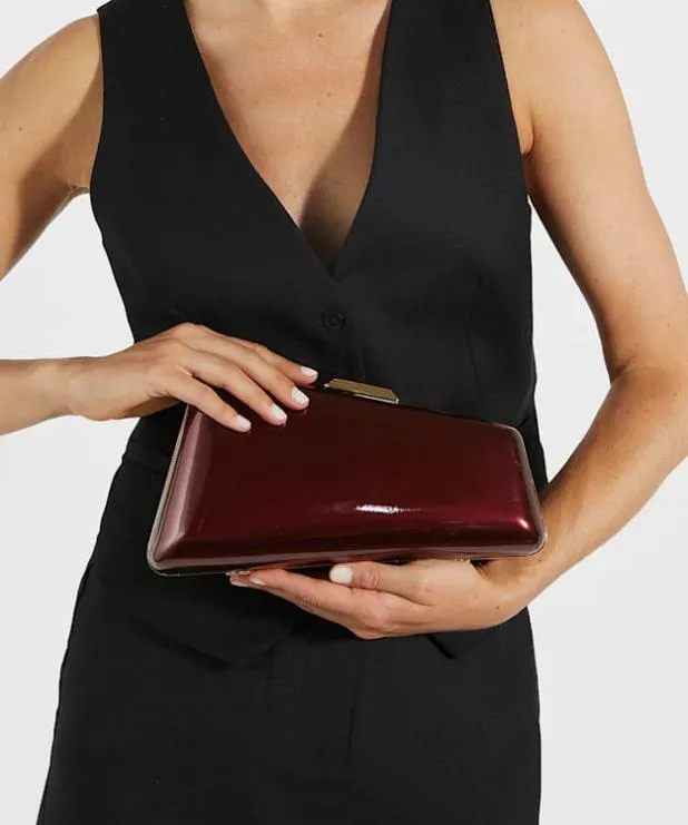 Dune London Clutch Bags Women Patent Finish Clutch Bag Red