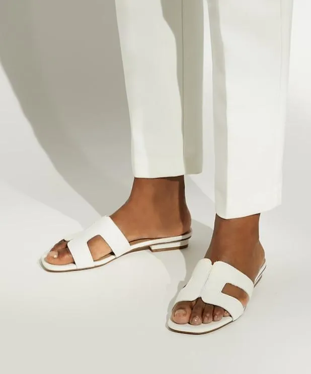 Dune London Flat Sandals Women Smart Slider Sandals White
