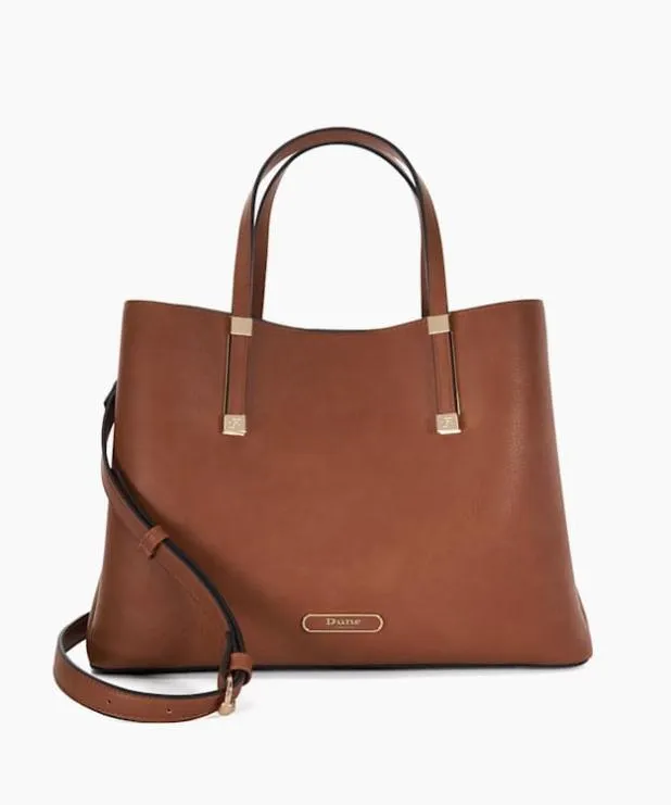 Dune London Handbags Women Branded Hardware Tote Bag Brown