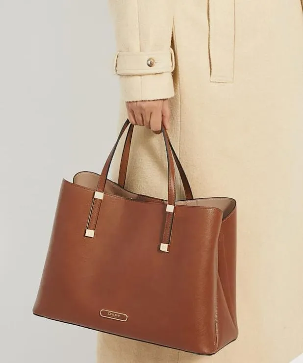 Dune London Handbags Women Branded Hardware Tote Bag Brown