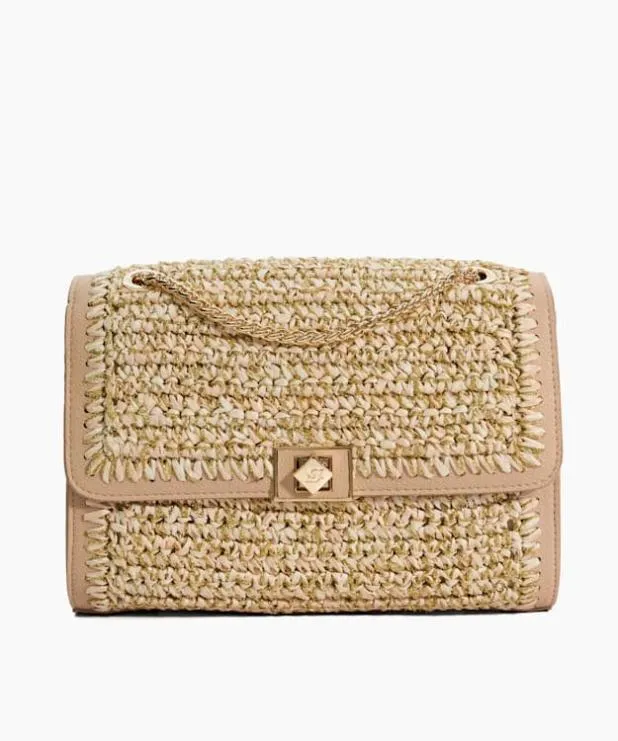 Dune London Handbags Women Lurex Thread Raffia Shoulder Bag Pink