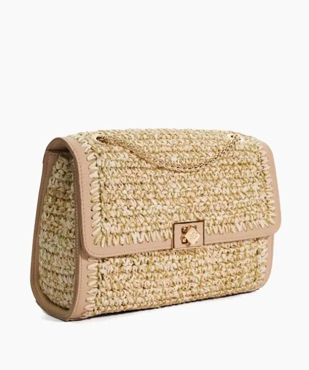 Dune London Handbags Women Lurex Thread Raffia Shoulder Bag Pink