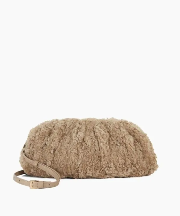 Dune London Handbags Women Oversized Faux Fur Handheld Clutch Brown