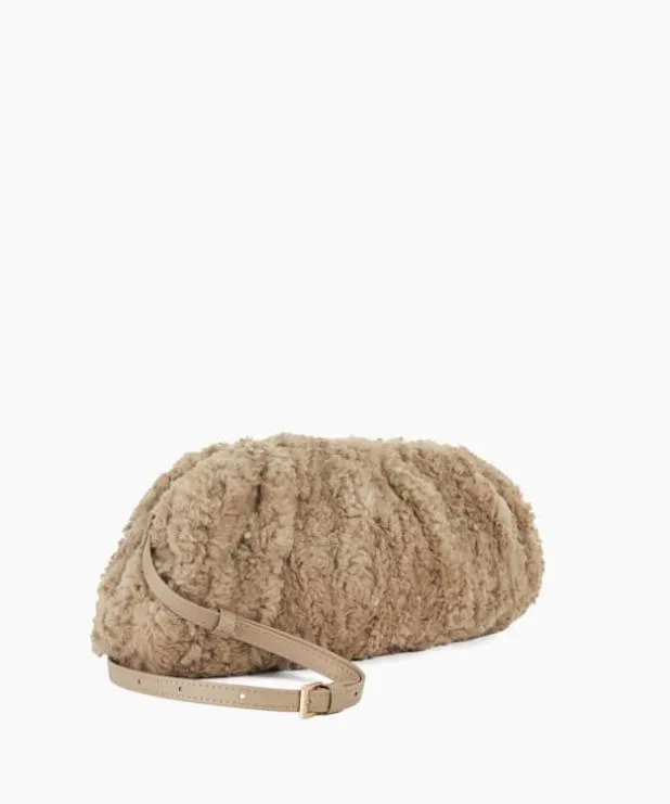 Dune London Handbags Women Oversized Faux Fur Handheld Clutch Brown