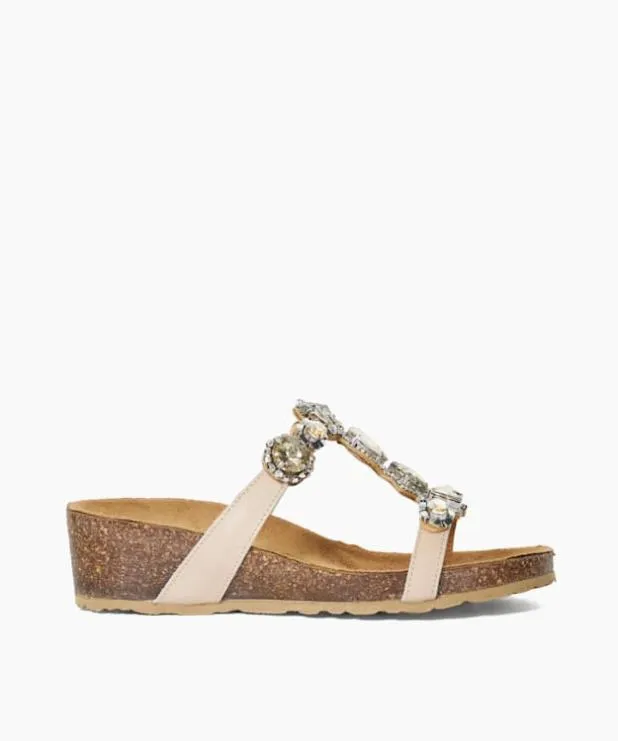 Dune London Heeled Sandals Women Embellished Cork Wedge Sandals Neutral