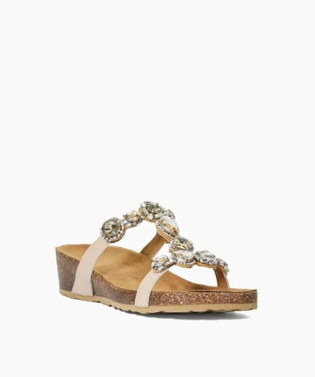 Dune London Heeled Sandals Women Embellished Cork Wedge Sandals Neutral