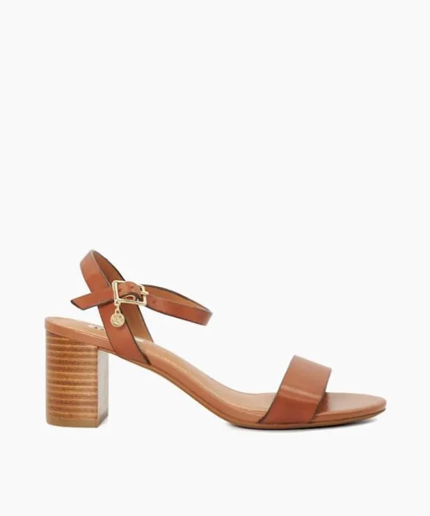 Dune London Heeled Sandals Women Leather Block Heeled Sandals Brown
