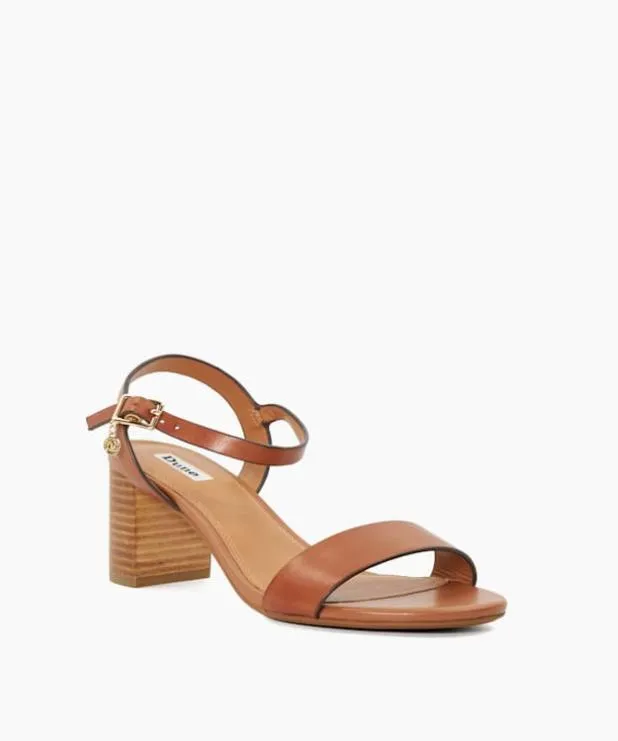 Dune London Heeled Sandals Women Leather Block Heeled Sandals Brown