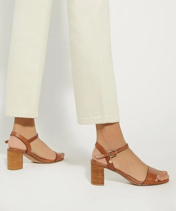 Dune London Heeled Sandals Women Leather Block Heeled Sandals Brown