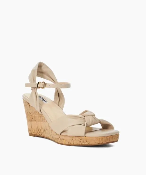 Dune London Heeled Sandals Women Leather Cork Wedge Neutral