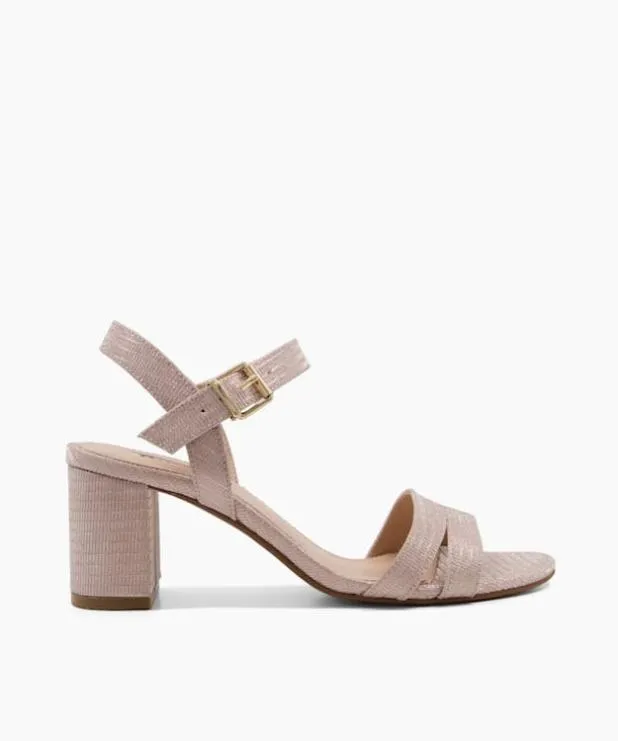 Dune London Heeled Sandals Women Metallic Block Heeled Sandals Metallic Fabric