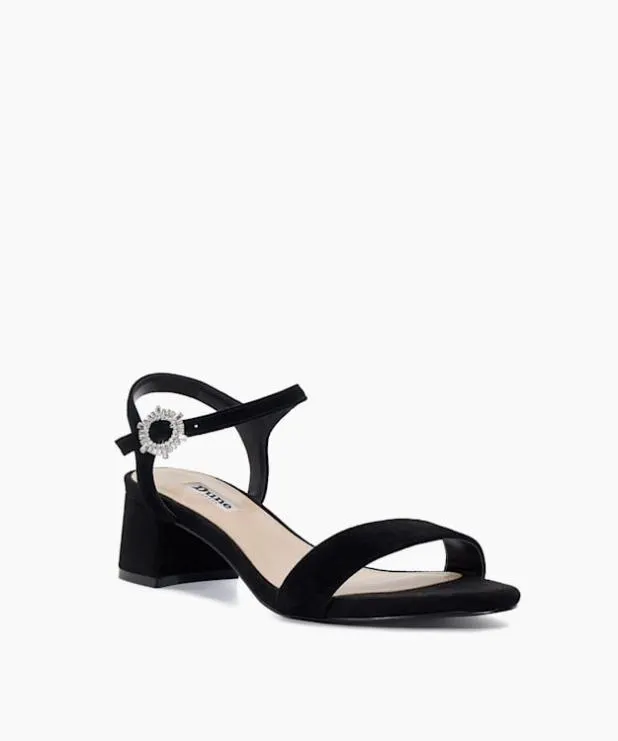 Dune London Heeled Sandals Women Suede Diamante Embellished Sandals Black