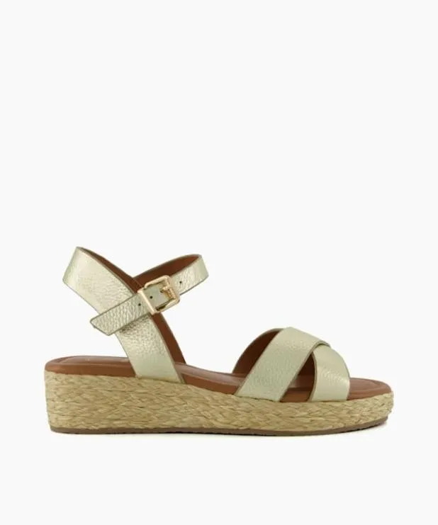 Dune London Heeled Sandals Women Wide Fit Woven Flatform Sandals Metallic