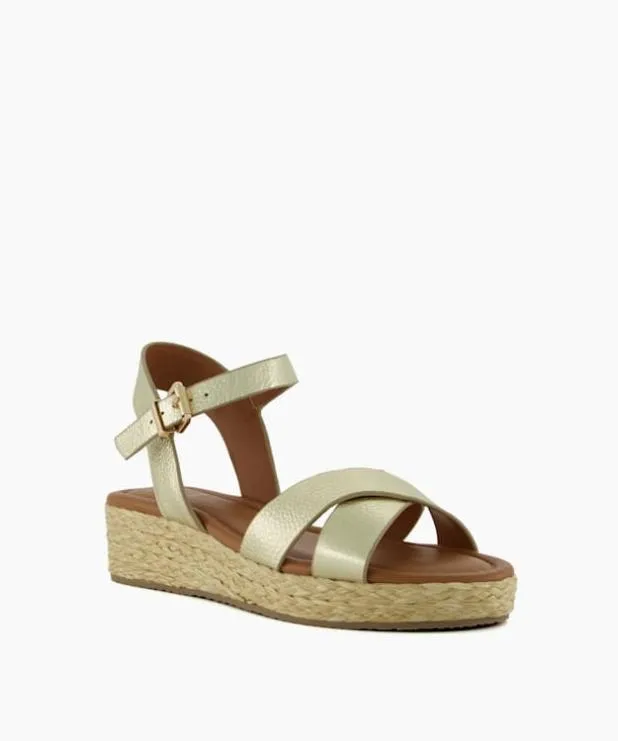 Dune London Heeled Sandals Women Wide Fit Woven Flatform Sandals Metallic