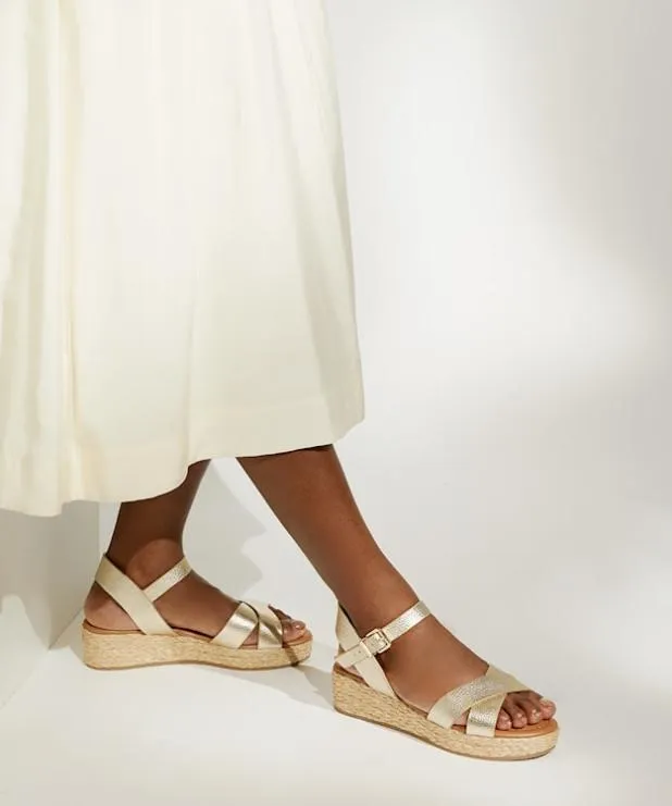 Dune London Heeled Sandals Women Wide Fit Woven Flatform Sandals Metallic
