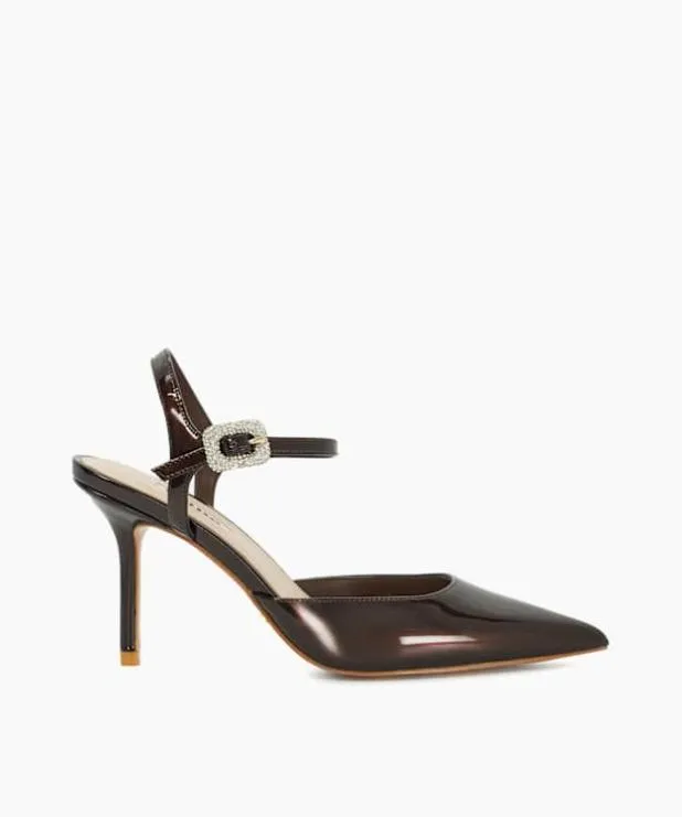 Dune London Heels Women BuckleDetail Heeled Courts Brown Synthetic