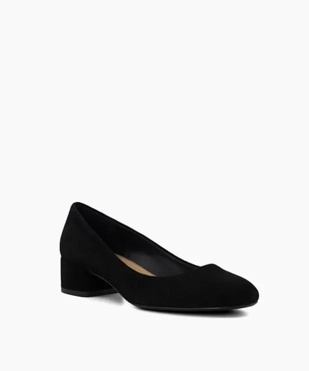 Dune London Heels Women Comfort Suede BlockHeeled Courts Black Suede