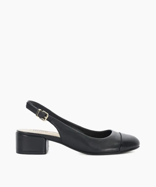 Dune London Heels Women Leather ToeCap SlingBacks Black