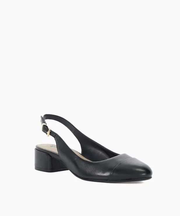Dune London Heels Women Leather ToeCap SlingBacks Black