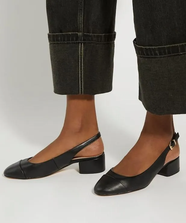 Dune London Heels Women Leather ToeCap SlingBacks Black