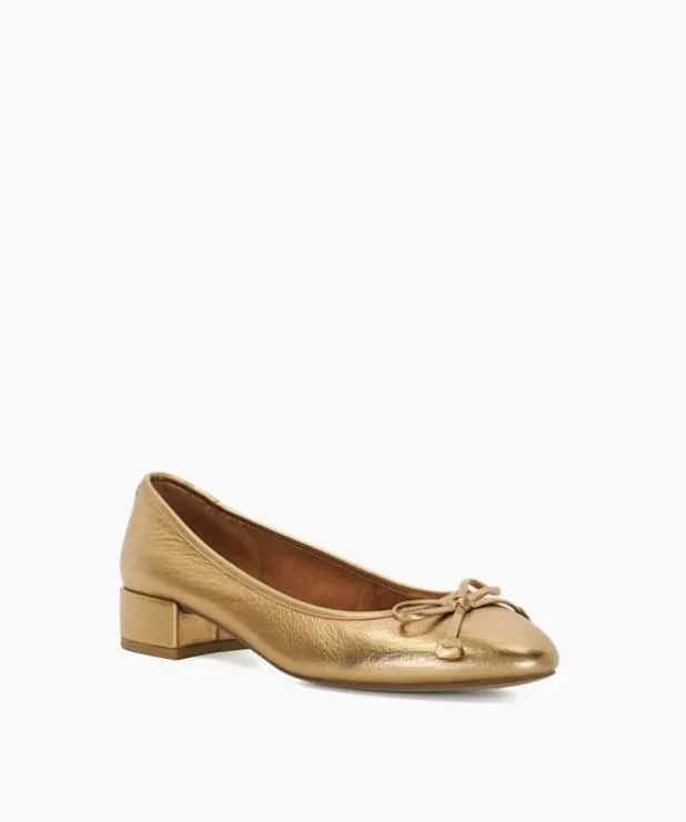 Dune London Heels Women Low Block Heel Ballet Flats Metallic