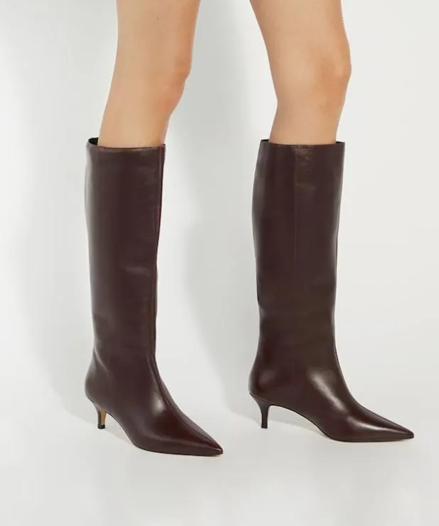 Dune London Knee High Boots Women KittenHeeled KneeHigh Boots Red