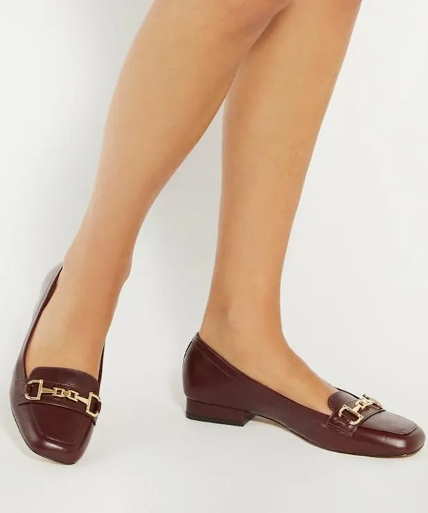Dune London Loafers Women Branded Snaffle Trim Square Toe Loafer Red