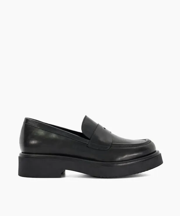 Dune London Loafers Women Leather Chunky Penny Loafer Black