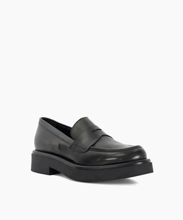 Dune London Loafers Women Leather Chunky Penny Loafer Black