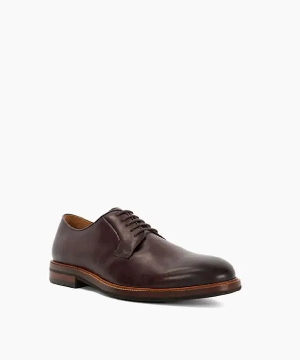 Dune London Smart Shoes Men Contrast Stitch Lace Up Shoe Red