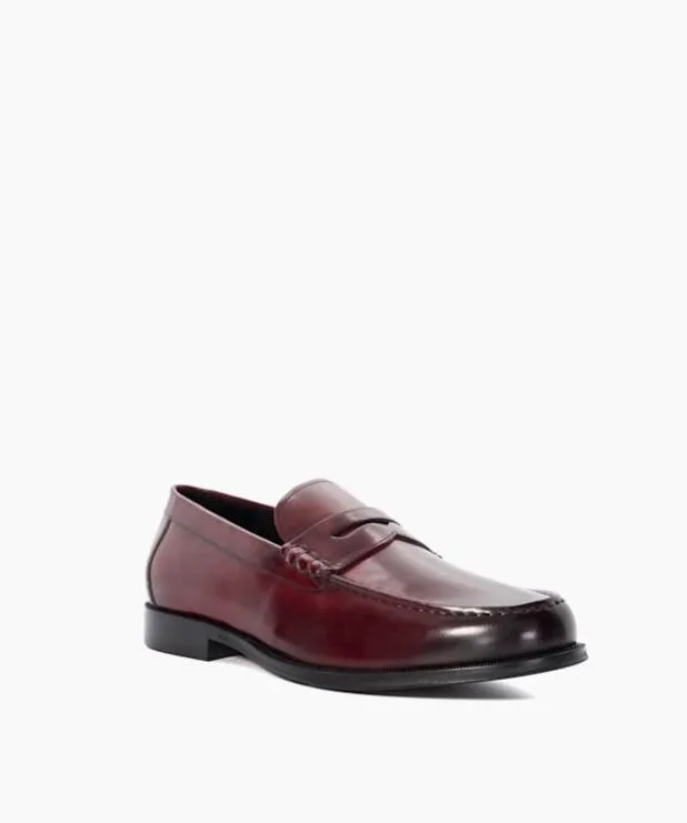 Dune London Smart Shoes Men PennyTrim Loafers Red