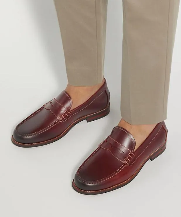 Dune London Smart Shoes Men PennyTrim Loafers Red