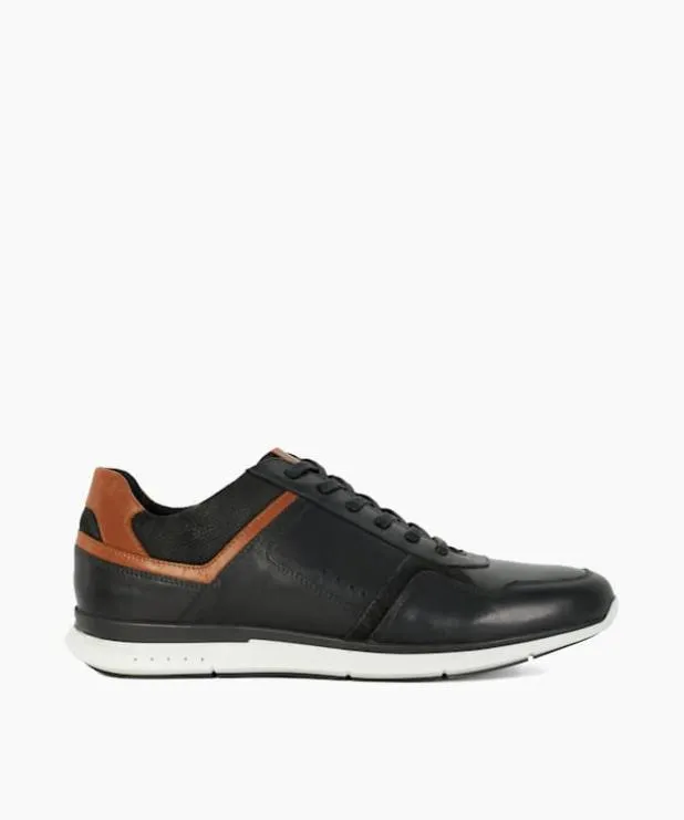 Dune London Trainers Men Leather Lace Up Trainers Black