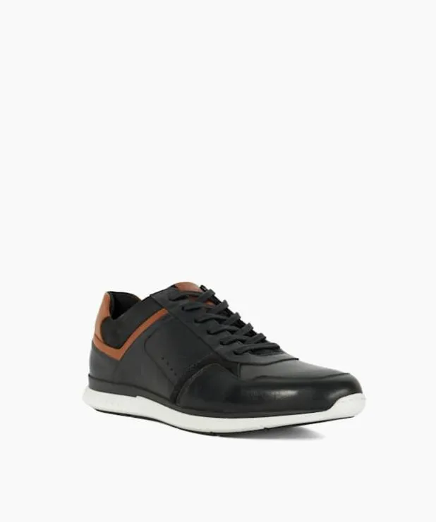 Dune London Trainers Men Leather Lace Up Trainers Black