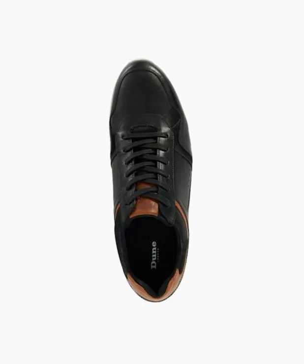 Dune London Trainers Men Leather Lace Up Trainers Black