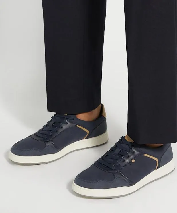 Dune London Trainers Men Stitch Detail Lace Up Trainers Blue