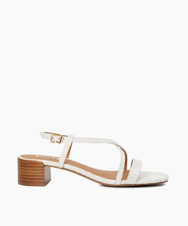 Dune London White Sandals Women Low Block Heel Sandals White