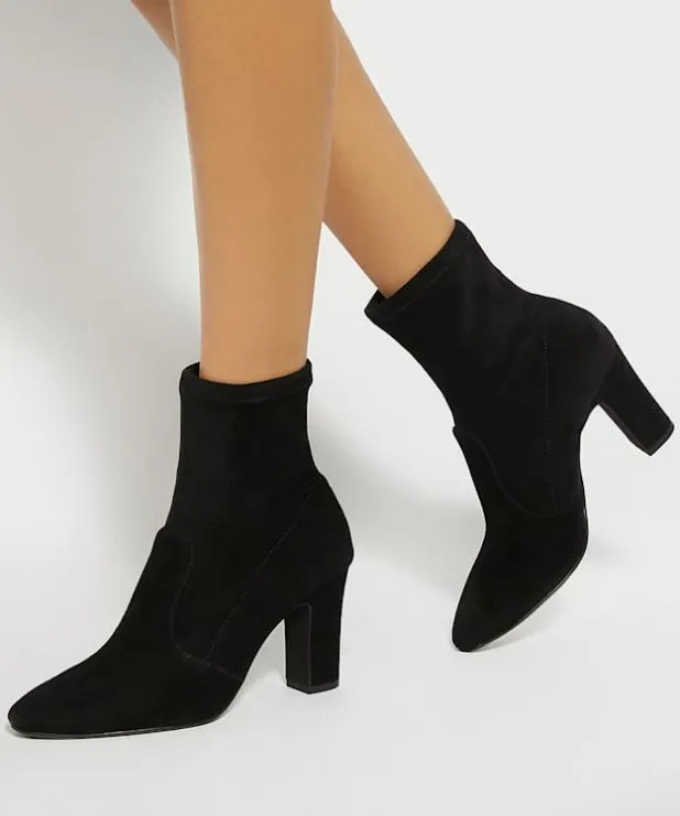 Dune London Wide Fit Boots Women Wide Fit Almond Toe Sock Boots Black